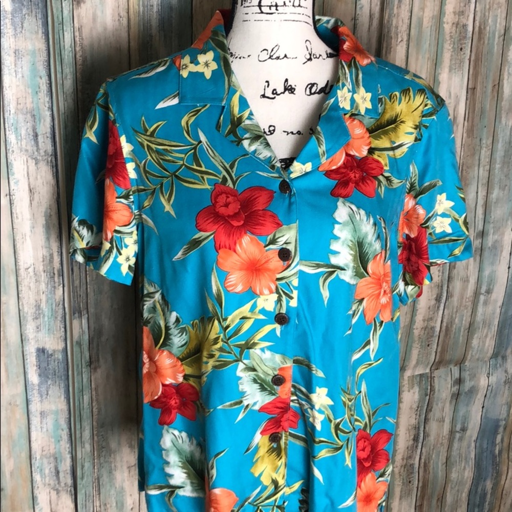 Caribbean Joe Hibiscus Button Down Shirt